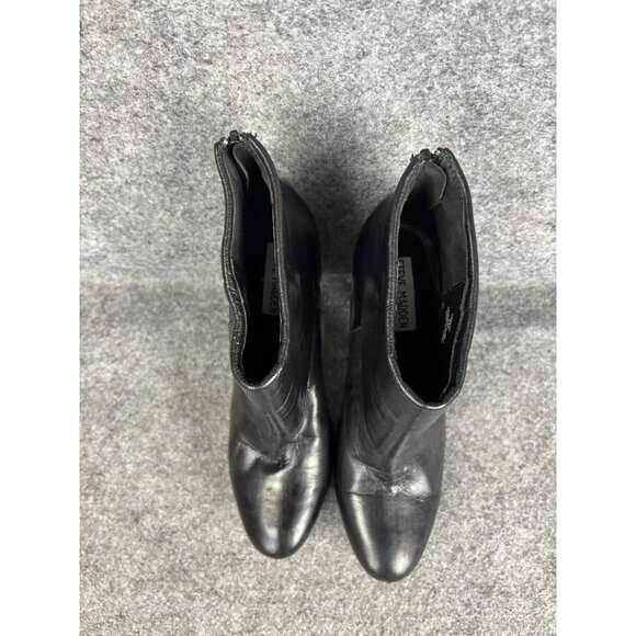 Steve Madden Boots Womens Size 7 Black Trishia Leather Platform Ankle Heel - Picture 3 of 9